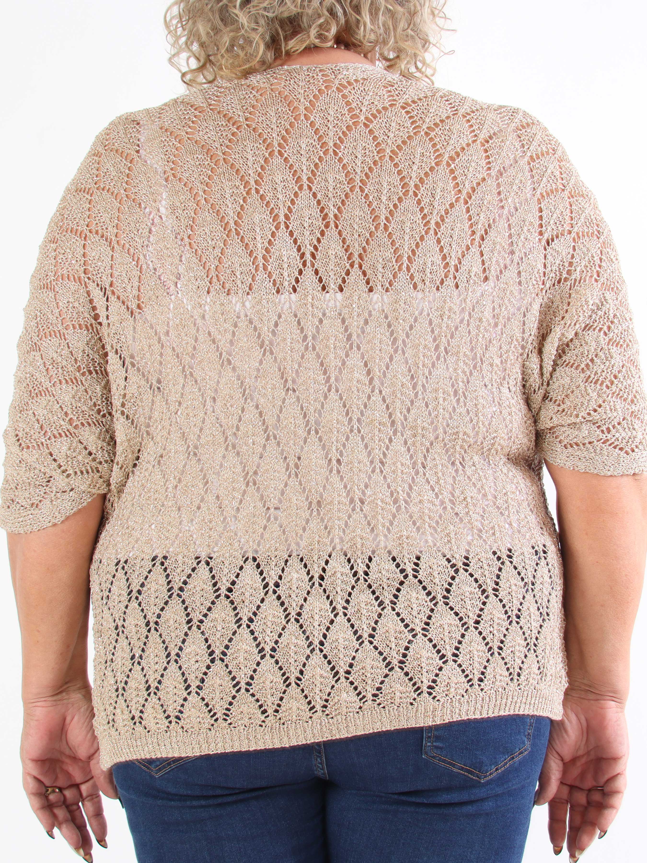 Selena - Söt virkad stickad tröja i plusstorlek med glittertrådar